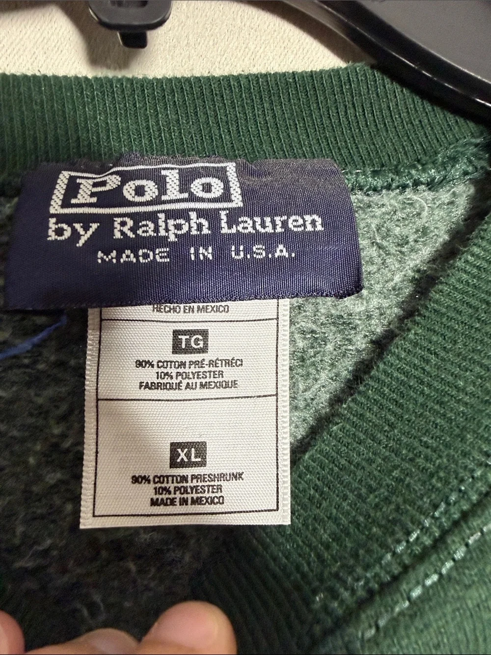 Vintage Polo Ralph Lauren Green Crewneck Sweatshirt XL